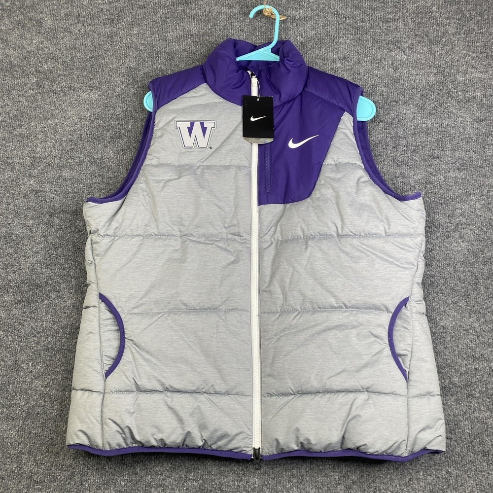 Washington Huskies Jacket Womens Xl Gray Purple Nike Ncaa Football Puffer Vest